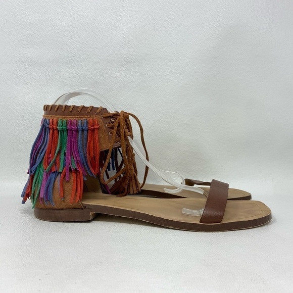 Zara Women Multi-color Leather Fringe Sandals, Women’s Size EU 40/US 9 - Picture 4 of 12
